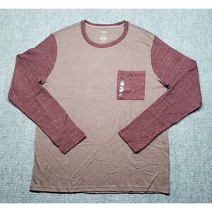 Arizona Jeans T-Shirt Mens Size 2XL Brown Burgundy Pocket Long Sleeve New